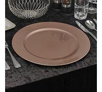 URBNLIVING 33cm Christmas Dinner Charger Plates Placemats Dining Table Setting Reusable Party Decor (Mettalic Rose Gold, 6 Charger Plates)