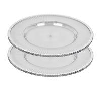 URBNLIVING 33cm Clear Fluted Charger Plates - Silver & Gold Rim Underplates for Weddings, Parties & Table Settings | Decorative Dining Tableware - Silver -Set of 12