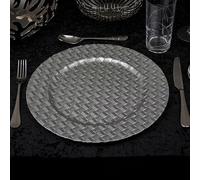 URBNLIVING 33cm Depth Charger Reusable Plates Set Gold Box Weave Design Table Plate for Christmas Halloween Wedding Party Catering Event Decoration Perfect for Any Occasion - Acrylic Material