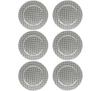 URBNLIVING 33cm Depth Charger Reusable Plates Set Gold Box Weave Design Table Plate for Christmas Halloween Wedding Party Catering Event Decoration Perfect for Any Occasion - Acrylic Material