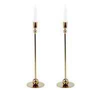 URBNLIVING 33cm Metal Taper Candle Holder - Elegant Iron Candlestick for Dining Table, Wedding Decor & Party Centerpieces (2, Gold)