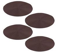 URBNLIVING 38cm Large Round Woven Table Placemats Dining Table Place Settings Heat Resistant Washable Table Mats for Kitchen (Pack of 4) Dark Brown