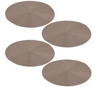 URBNLIVING 38cm Large Round Woven Table Placemats Dining Table Place Settings Heat Resistant Washable Table Mats for Kitchen (Pack of 4) Beige