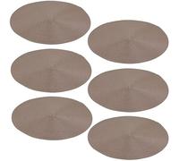 URBNLIVING 38cm Large Round Woven Table Placemats Dining Table Place Settings Heat Resistant Washable Table Mats for Kitchen (Pack of 6) Beige