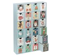 URBNLIVING 3D Christmas Advent Calendar with 24 Numbered Pull-Out Boxes - Festive Reusable Cardboard Countdown for Treats and Surprises - Light Blue Holiday Decor, Height: 38cm