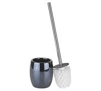URBNLIVING 3pcs Ceramic Shiny Colour Matching Bathroom Dispenser Tumbler Toilet Brush Set (Black, Toilet Brush)