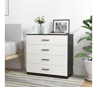 URBNLIVING 4 Or 5 Drawer Wooden Bedroom Chest Cabinet (4 Drawers, Black Carcass + White Drawers)