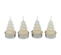 URBNLIVING 4 Pcs White Christmas Tree Shaped Tea Light Candles for Festive Holiday Decor Xmas Tealight Gift Sets Table Centerpieces Home Decoration