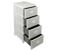 Urbn-Living Urbnliving 87.5Cm Height 4 Tier Shelf Plastic Storage Drawers Home Office Organiser Large Tower Rack Unit, White