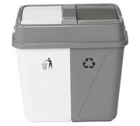 URBNLIVING 40L Duo Kitchen Bin Waste Garbage Can 2 Compartments With Base Connectors (White/Grey, 40L)