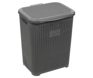 URBNLIVING 45L Plastic Laundry Basket Dirty Clothes Washing Storage Hamper with Handles & Lid (Grey)
