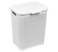 URBNLIVING 45L Plastic Laundry Basket Dirty Clothes Washing Storage Hamper with Handles & Lid (White)