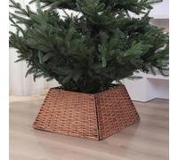 URBNLIVING 47cm Christmas Tree Skirt Pack Decorative Rope Square Base Covers for Xmas Tree Stand, Festive Holiday Floor Decoration Set - 4 (Brown)