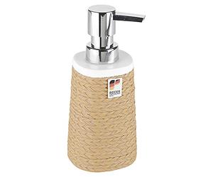 URBNLIVING 4pc Brown Rope Wrap Ceramic Bathroom Accessory Dispenser Toilet Brush Set (Soap Dispenser)