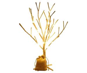 URBNLIVING 50cm Light Up LED 30 Lights Artificial Xmas Twig Tree Branches Jute Bag Gift (50cm Gold)