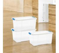 URBNLIVING 50L Clear Transparent Plastic Stackable Storage Boxes With Snap Clip On Enclosures Living Room Office Bedroom (2)