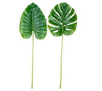 URBNLIVING 51 84 150cm Artificial Philo Real Touch Foliage Single Stem Bush Plant Leaf Split Whole Hole Heart Cone Designs (150cm 2 Designs)