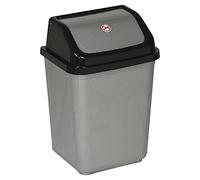 URBNLIVING 5L/20L/30L/50L Plastic Waste Management Recycling Bin Trash Can Dustbin with Swing Lid for Office, Kitchen and Bathroom (20L Black/Grey)