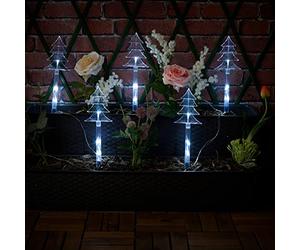 URBNLIVING 5Pc LED Light Christmas Battery Waterproof Outdoor Path Ground Stake Lamp Décor (Cool White LEDs)