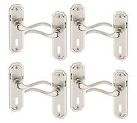 URBNLIVING 6/4 Pcs Constance Metal Door Lever Handles Set Fire Stain & Scratch-Resistant Secure Fit for All Types Interior & Exterior Doors with Easy Install Hardware Tools Handles Multipack