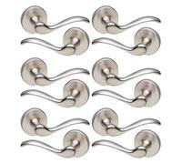 URBNLIVING 6/4 Pcs Geneva Metal Door Lever Handles Set Fire Stain & Scratch-Resistant Tough Durability for All Types Interior & Exterior Doors with Easy Install Hardware Tools Handles Multipack