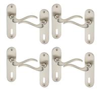 URBNLIVING 6/4 Pcs Geneva Metal Door Lever Handles Set Fire Stain & Scratch-Resistant Tough Durability for All Types Interior & Exterior Doors with Easy Install Hardware Tools Handles Multipack