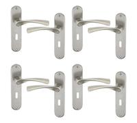 URBNLIVING 6/4 Pcs Lyon Metal Door Easy Fittings Lever Handles Set, Fire Stain & Scratch-Resistant Suitable for All Type Interior Exterior Door with Easy Install Hardware Tool for Doors 120mm x 52mm