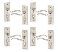 URBNLIVING 6/4 Pcs Porto Metal Door Fittings Handles Lever Set, Fire Stain & Scratch-Resistant for All Types Interior Exterior Doors with Easy Install Hardware Tools for Door 119mm x 46mm