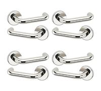 URBNLIVING 6/4 Pcs Return Metal Door Fittings Handles Lever Set, Fire Stain & Scratch-Resistant for All Types Interior Exterior Doors with Easy Install Hardware Tools for Door 125mm x 52mm Diameter