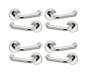 URBNLIVING 6/4 Pcs Return Metal Door Fittings Handles Lever Set, Fire Stain & Scratch-Resistant for All Types Interior Exterior Doors with Easy Install Hardware Tools for Door 125mm x 52mm Diameter