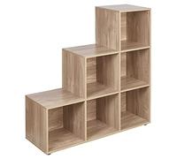 URBNLIVING 6 Cube Step Storage Bookshelf Unit (Oak Wood)