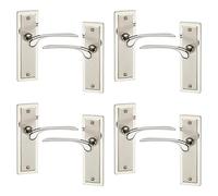 URBNLIVING 6 or 4 Pcs 159mm Length Como Dual Metal Door Fittings Handles Lever Set, Polished Satin Plain, Fire, Stain & Scratch Resistant for All Types Interior Exterior Doors with Easy Fixings Tools