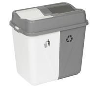Urbnliving 60L Duo Kitchen Bin Waste Garbage Can 2 Compartments With Bas Connectors (White/grey)