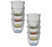 URBNLIVING 8 x Coloured Base Crystal Design Dishwasher Safe Drinking Glasses 300ml
