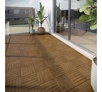 URBNLIVING 9-54 Pcs Acacia Wood Interlocking Deck Tiles for Outdoor Use, 30x30cm Weather-Resistant Square Flooring for Balcony, Garden & Patio, Easy DIY Click Install, Non-Slip, Low Maintenance