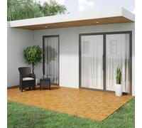 URBNLIVING 9-54 Pcs Acacia Wood Interlocking Deck Tiles for Outdoor Use, 30x30cm Weather-Resistant Square Flooring for Balcony, Garden & Patio, Easy DIY Click Install, Non-Slip, Low Maintenance