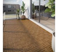URBNLIVING 9-54 Pcs Acacia Wood Interlocking Deck Tiles for Outdoor Use, 30x30cm Weather-Resistant Square Flooring for Balcony, Garden & Patio, Easy DIY Click Install, Non-Slip, Low Maintenance