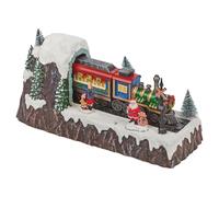URBNLIVING Animated Winter Scene with Moving Train, Multicolour LED Lights, Musical Christmas Ornament - Perfect for Holiday Decor, Kid-Friendly, and Festive Fun