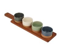 URBNLIVING Bamboo Serving Set - Snack & Tapas Board with Dip & Condiment Bowls, Nibbles Platter for Entertaining, Family Meals & Parties (Set of 5)