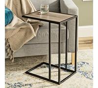URBNLIVING Black C-Shaped End Table Nightstand Under Sofa Side Coffee Snack Table Over Bed with Metal Frame