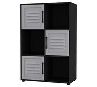 URBNLIVING Black Cube Bookcase With Metal Door Display Shelf Storage Unit Shelving Cupboard Organiser (Grey Door, 2x3 Cube (6 Cube))