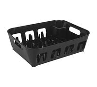 URBNLIVING Black Large Plastic Dish Drying Rack Drip Drainer Kitchen Sink Tray with Utensil Holder, Space-Saving, Easy-to-Clean Compact Design for Organizing Dishes, Cups, Cutlery & Kitchenware