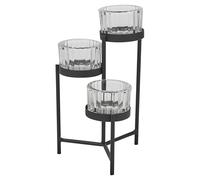 URBNLIVING Black Metal 3 Tea Light Candle Holder Decorative Table Centerpiece for Wedding Modern Candlestick for Dinner Room Tabletop, Home Decoration, Indoor, Outdoor Decor