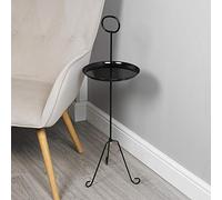URBNLIVING Black or White Metal Side End Coffee Tables, Novel Decorative Display Home Decor Stands, H80 x 26.5 cm (White)