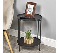 URBNLIVING Black Round Metal Side End Table Nightstand Living Room Furniture Home Decor Metal Legs