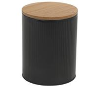 URBNLIVING Black Tin Airtight Food Storage Kitchen Cannister Jar Container Set, Containers for Pasta, Spaghetti, Cookies, Flour, Sugar, Cereal, With Bamboo Lids (Large)