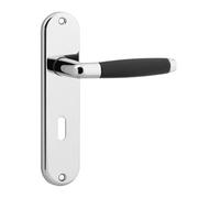 URBNLIVING Cambridge Metal Lever Latch Door Handles Set Round Rose Internal, External for Internal and External Doors Elegant, Durable, and Easy to Install Polished Nickel Keyhole