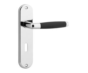 URBNLIVING Cambridge Metal Lever Latch Door Handles Set Round Rose Internal, External for Internal and External Doors Elegant, Durable, and Easy to Install Polished Nickel Keyhole