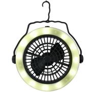 URBNLIVING Camping LED Lantern Fan, Portable 2 in 1 Hanging Tent Light with 12 Warm White LEDs & 360° Rotation, Battery Powered Ventilation Lamp for Camping Caravan Outdoor Use - 2 Pack