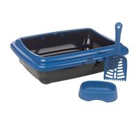 URBNLIVING Cat Kitten Litter Tray with Scoop Shovel, Detachable Edge - Open Top Anti-Spillage & Mess-Free Cat Toilet Loo Potty Pan - Food & Water Bowl Set - Ideal for Easy Cleaning Home Pet Care